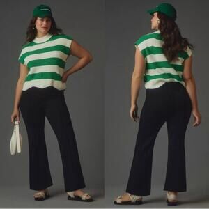 Maeve by Anthropologie The Margot Kick Flare Cropped Pants Black XL